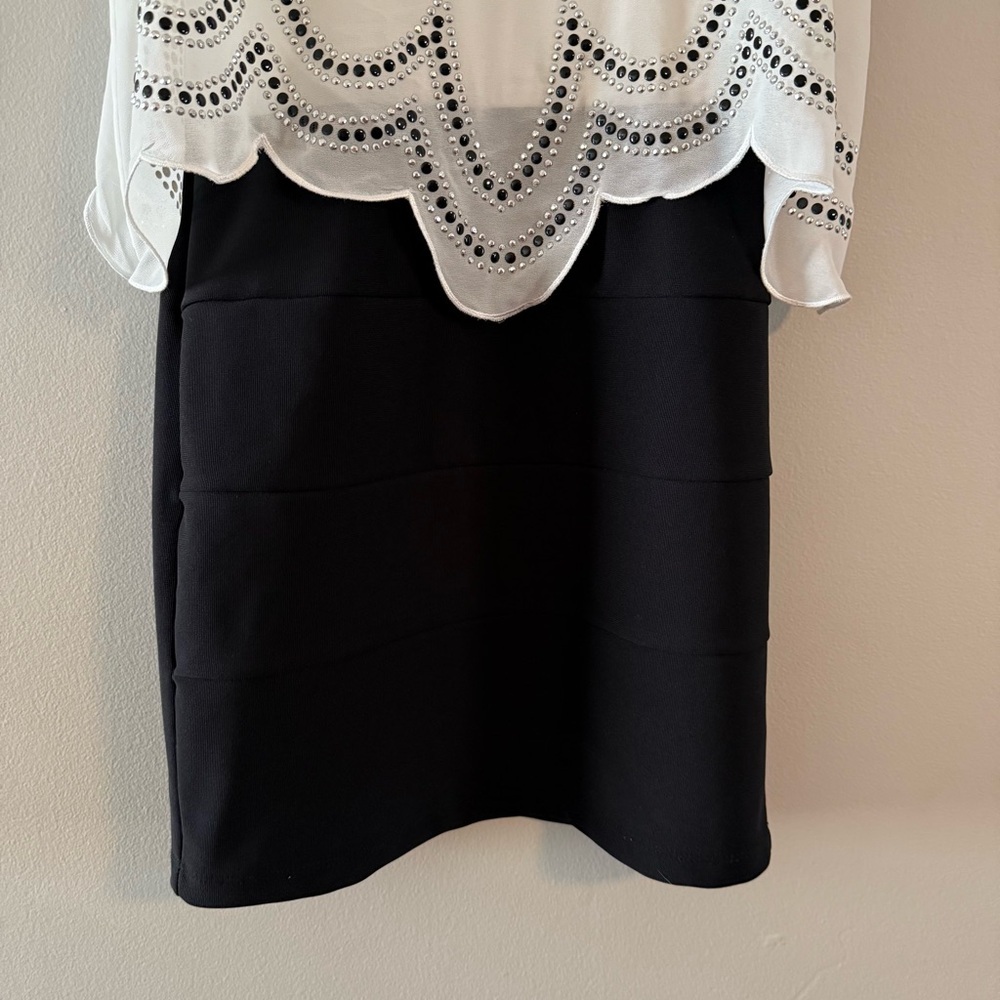 Ruby Rox Black and White Embellished Dress - Picture 4 of 10